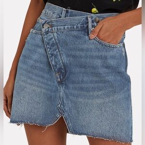 FRAME Ophelia Overlap Denim Mini Skirt